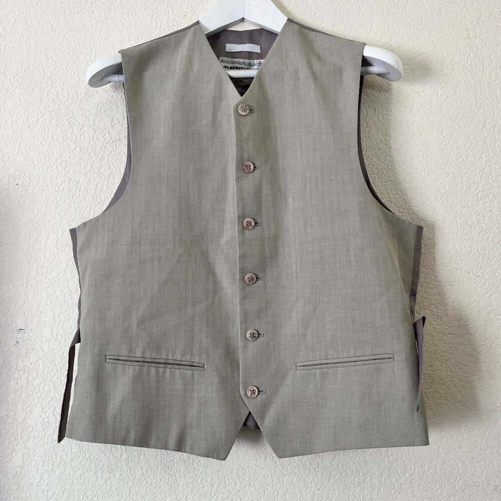 Alberto Celini Hand Tailored Vest Mens Size 40R V-Neck Waistcoat Button Up Italy